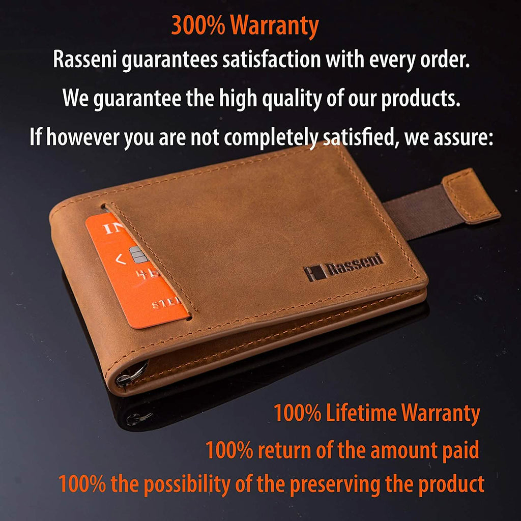Men's Slim Leather Wallet with Money Clip Bifold Minimalist RFID Blocking Card