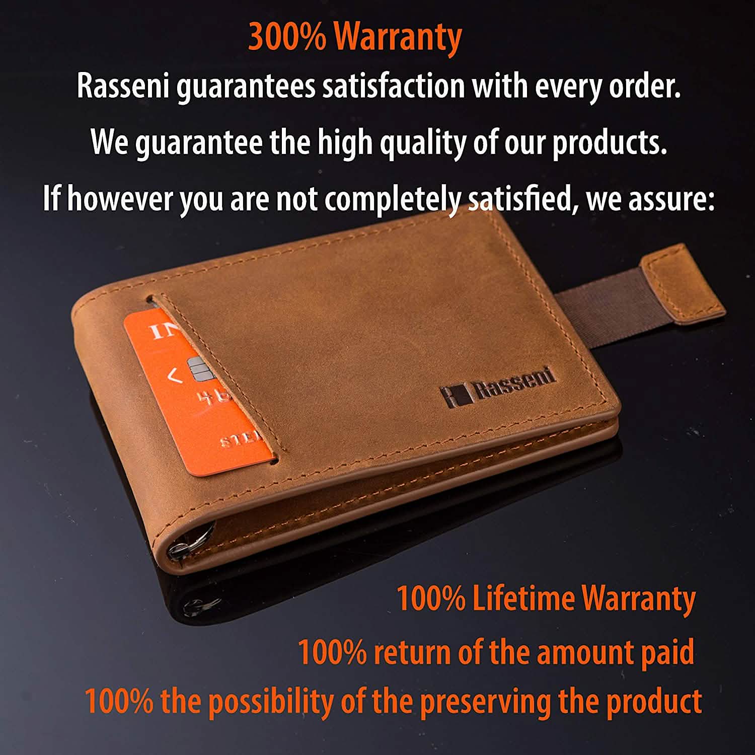 Men's Slim Leather Wallet with Money Clip Bifold Minimalist RFID Blocking Card