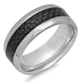 Men's Stainless Steel and Black Carbon Fiber Ring