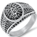 Men's Stainless Steel Black IP and Gray CZ Ring