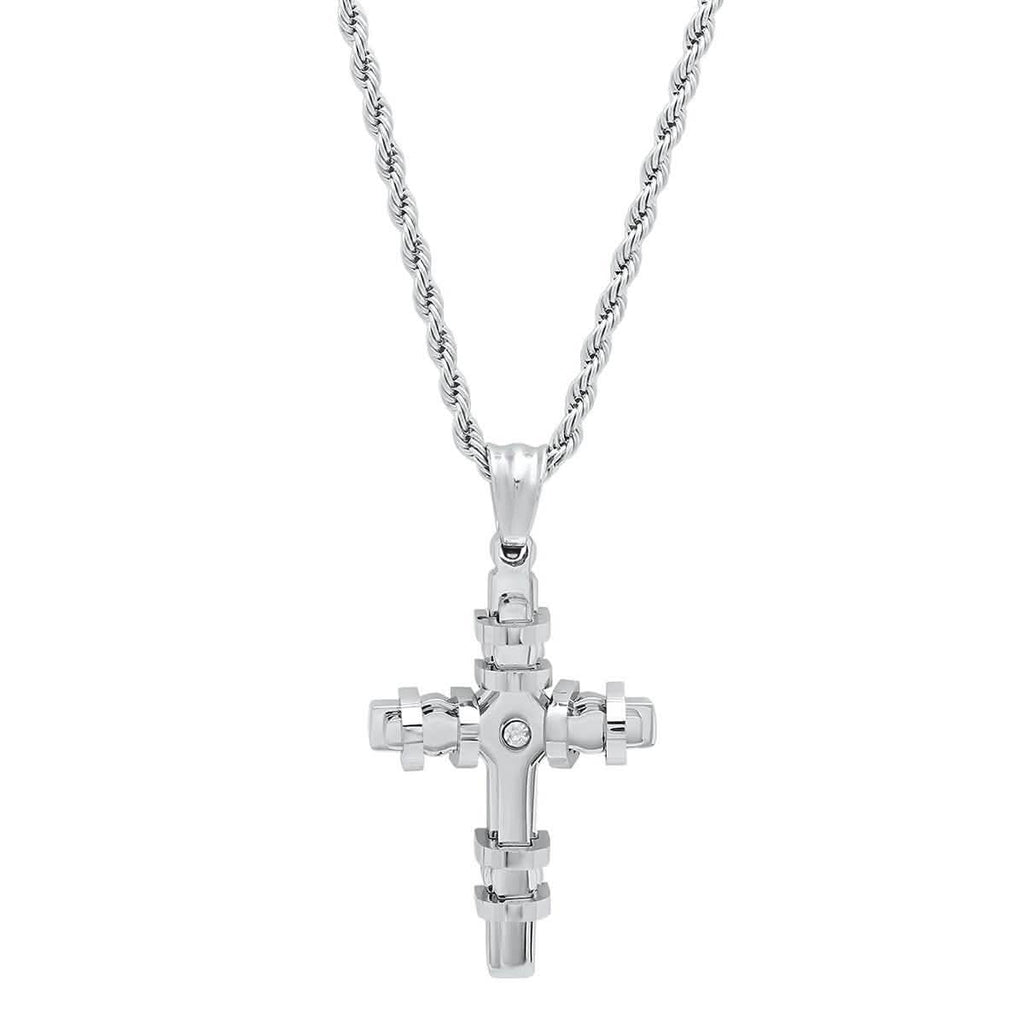 Men's Stainless Steel CZ Cross Pendant