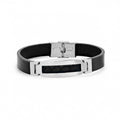 Men’s Stainless Steel Mesh Leather Bracelet