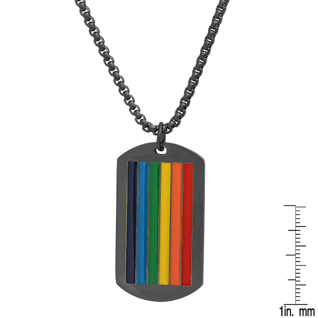 Men's Stainless Steel Rainbow Pride Dog Tag Pendant