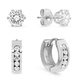 Men's Stainless Steel Simulated Diamond Huggie and Stud Earrings Set