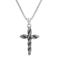 Men's Stainless Steel Twisted Rope Cross Pendant