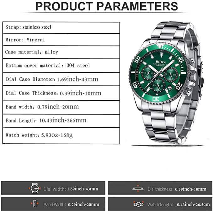 Men's Stainless Steel Watches Chronograph