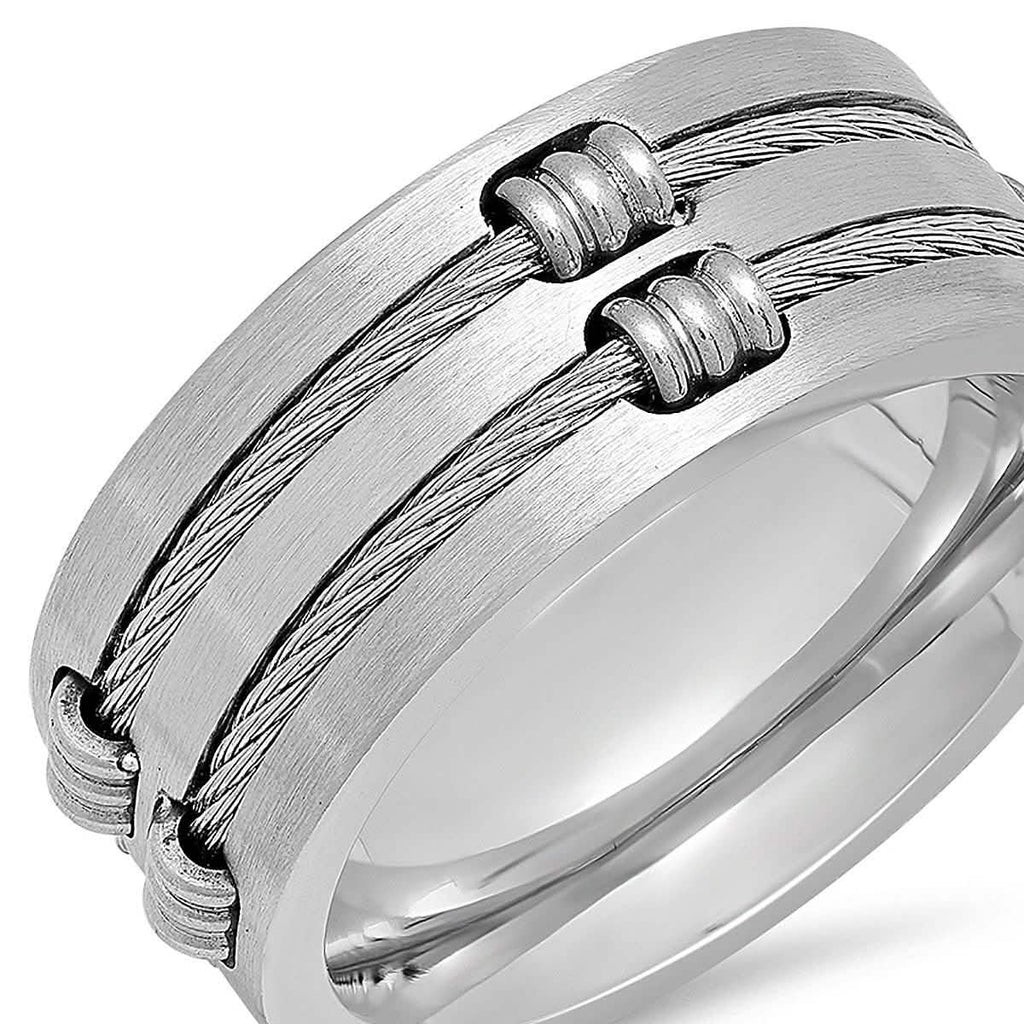 Men's Stainless Steel Wire Inlay Ring