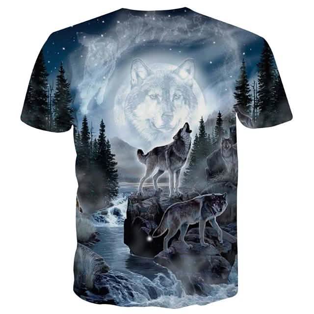 Men's T-Shirt 3D Animal Print Short Sleeve Daily Tops Streetwear Exaggerated Rainbow