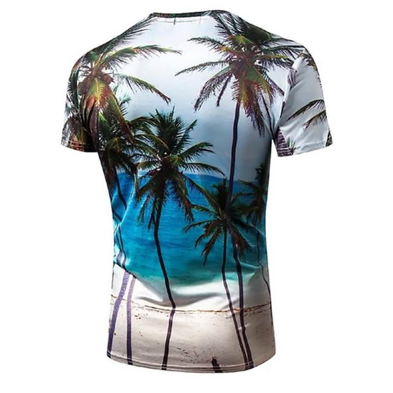 Men's T shirt Graphic Scenery Print Short Sleeve Daily Tops Blue