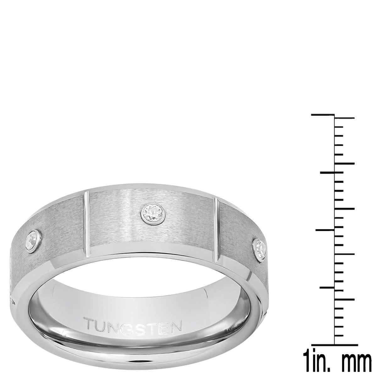 Men's Tungsten and Simulated Diamonds Band Ring