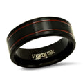 Men's Two-Tone Black and Red IP Stainless Steel Ring