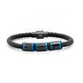 Men’s Two Tone IP Stainless Steel Leather Bracelet