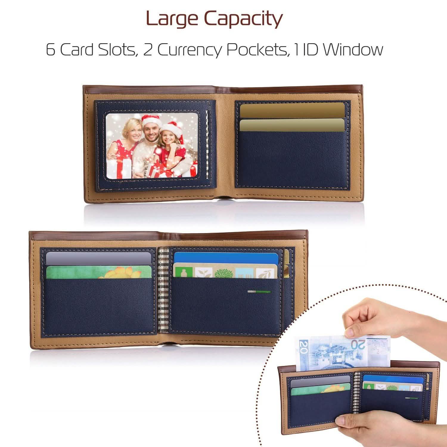 Men's Wallet PU Leather Bifold Purse Credit Card Holders