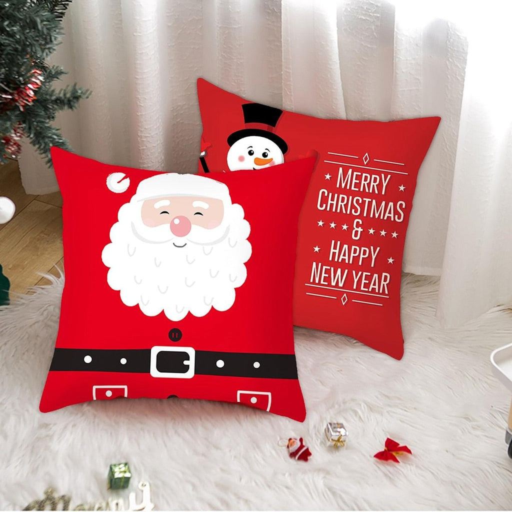 Merry Christmas Decoration Xmas Gift New Year For Home Reindeer Santa Claus Xmas Series Cushion Cover Case Pillow Custom Zippered Square Pillowcase Tree Cushion Cover Christmas Ornament