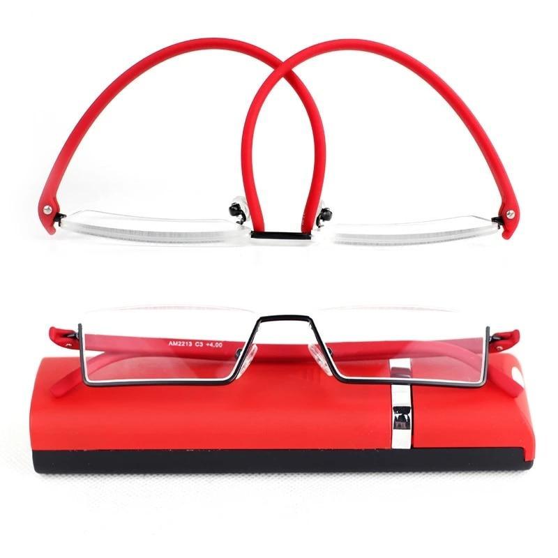 Metal Anti Blue Light Reading Glasses Men Half Frame Prescription Eyeglasses Male  Eyewear With Case For Men And Women Unisex Stylish Eyeglasses Glasses Clear Lens +1.75