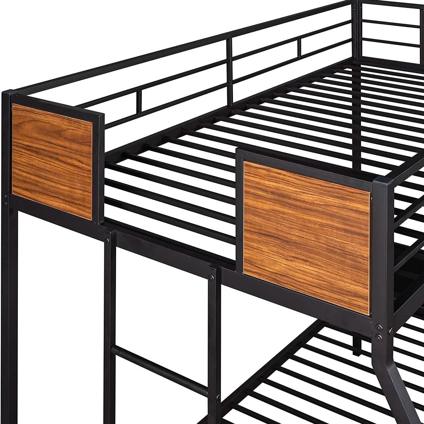 Metal Bunk Bed with Safety Railing Ladder