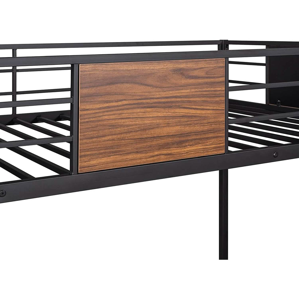 Metal Bunk Bed with Safety Railing Ladder