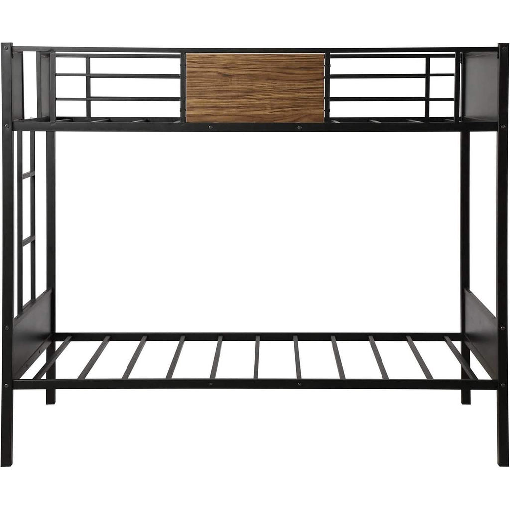 Metal Bunk Bed with Safety Railing Ladder