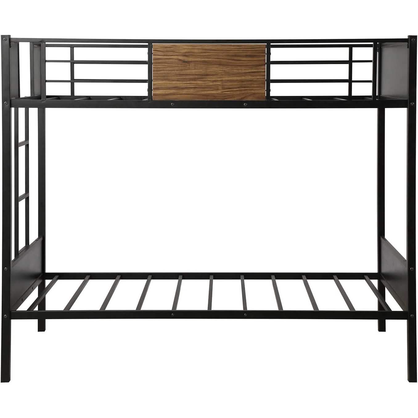 Metal Bunk Bed with Safety Railing Ladder