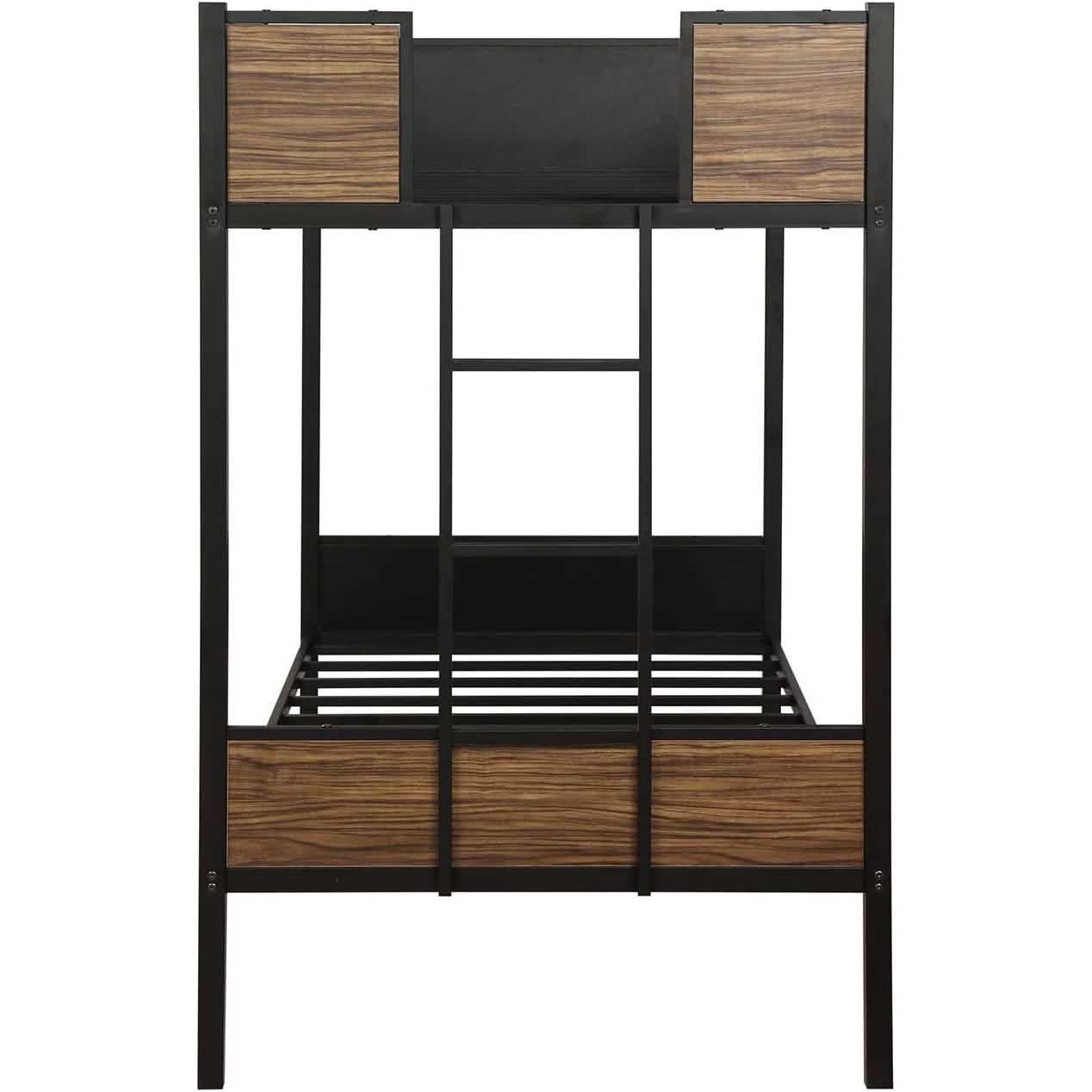 Metal Bunk Bed with Safety Railing Ladder