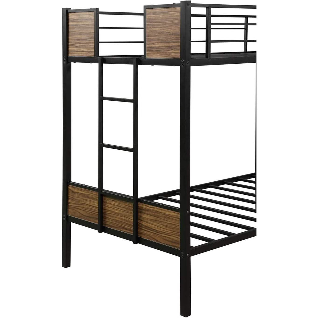 Metal Bunk Bed with Safety Railing Ladder