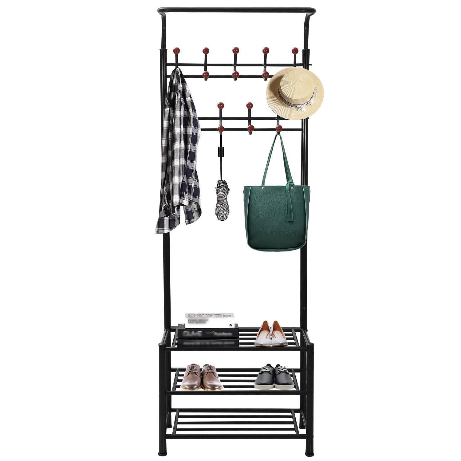 Metal Entryway Coat Shoe Rack