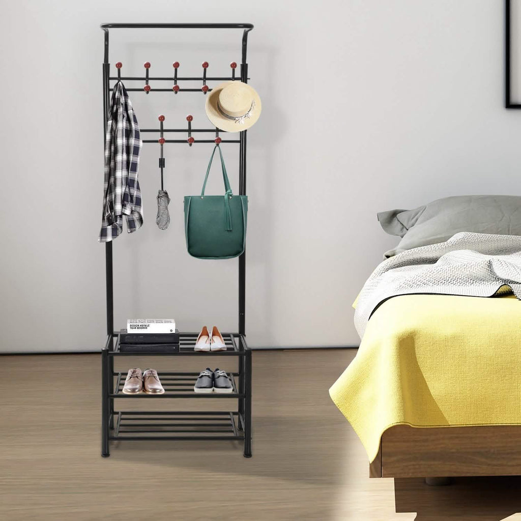 Metal Entryway Coat Shoe Rack