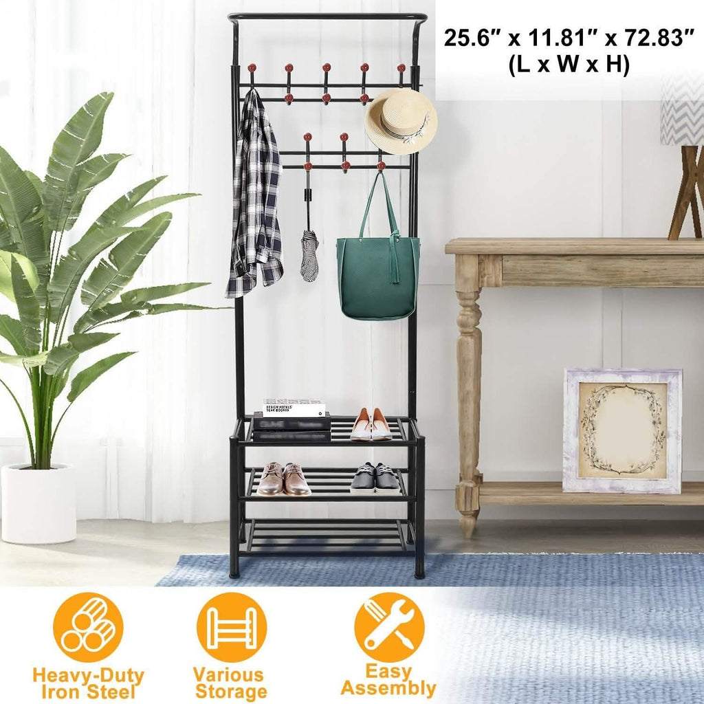 Metal Entryway Coat Shoe Rack
