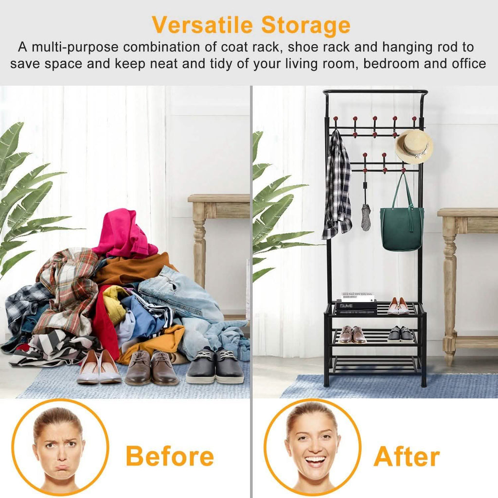 Metal Entryway Coat Shoe Rack