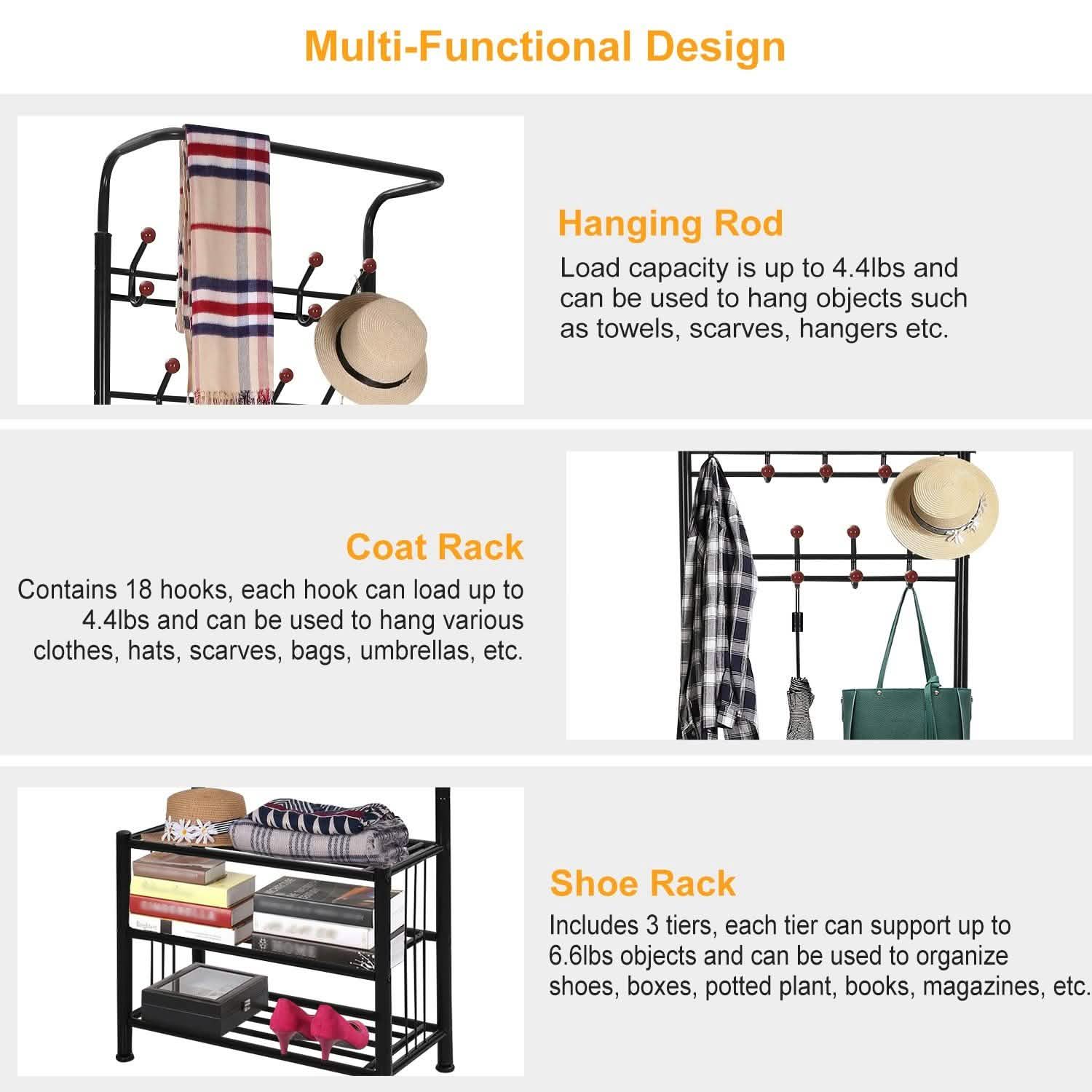 Metal Entryway Coat Shoe Rack