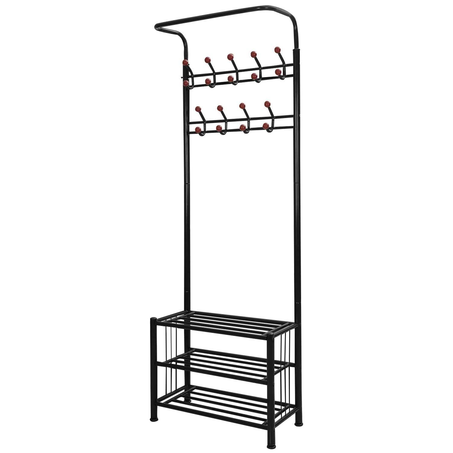 Metal Entryway Coat Shoe Rack