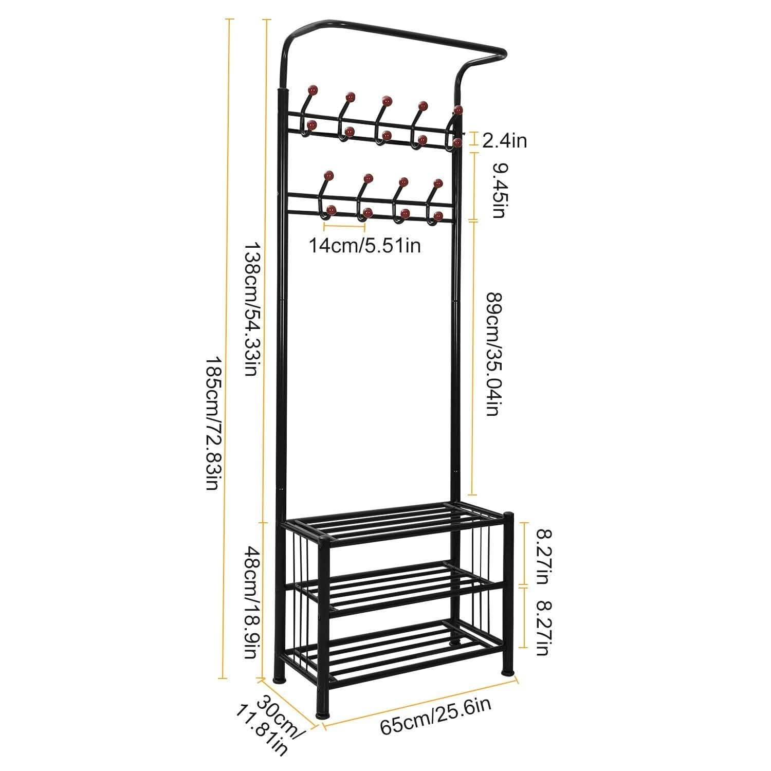 Metal Entryway Coat Shoe Rack