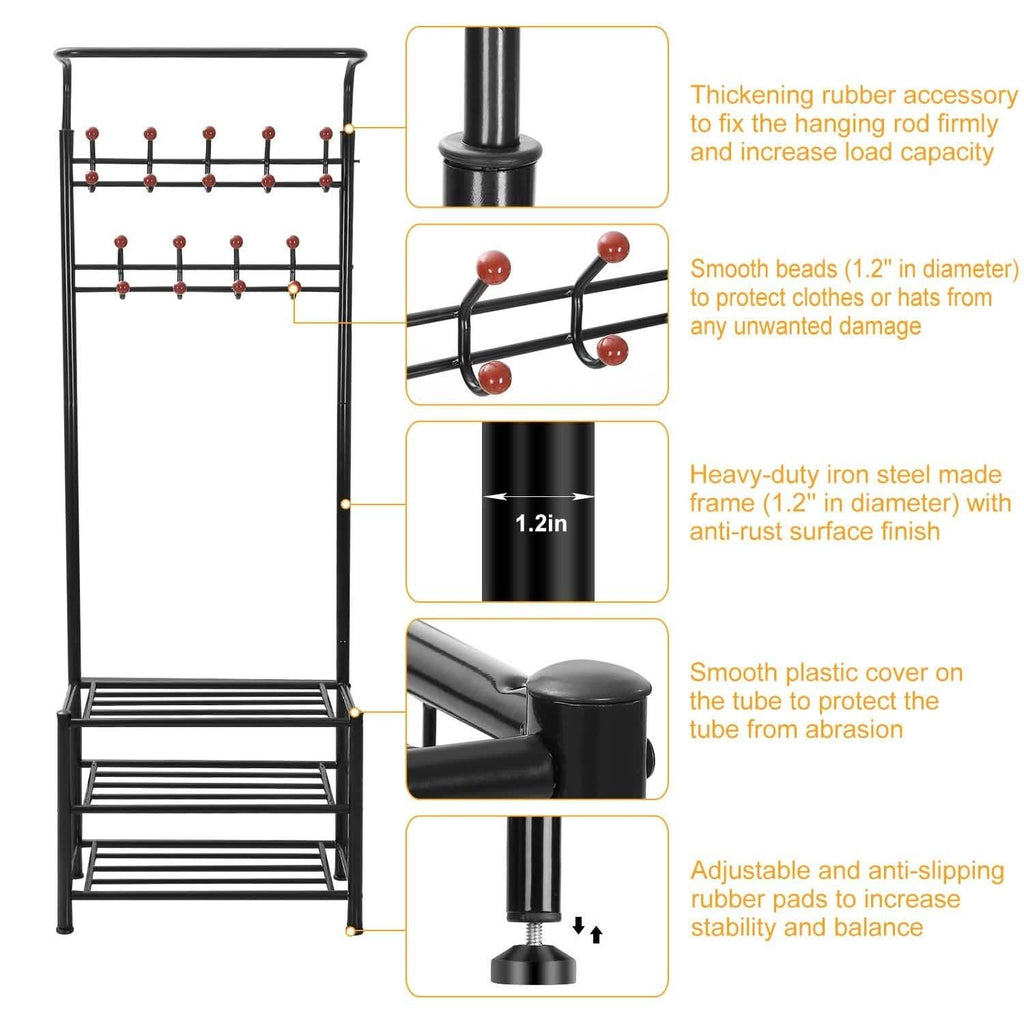 Metal Entryway Coat Shoe Rack
