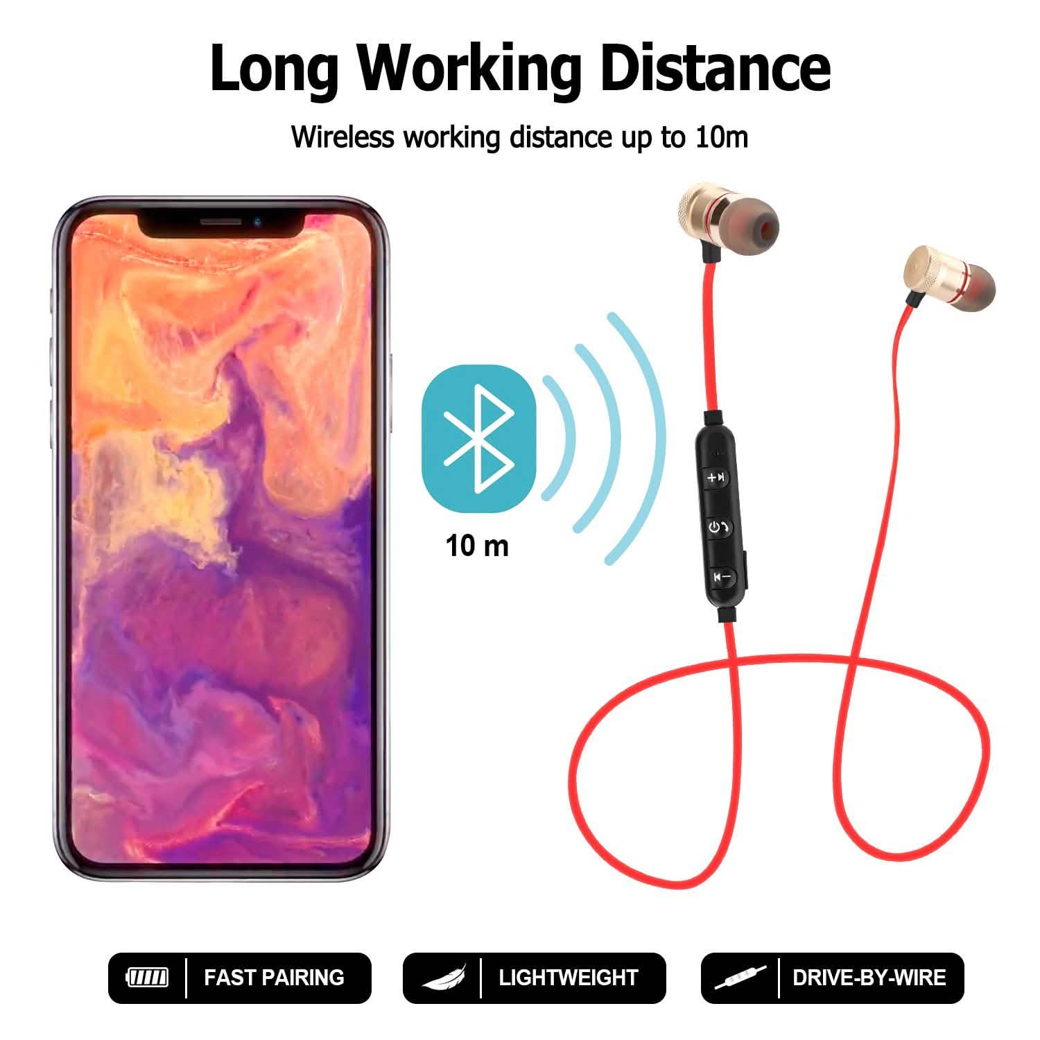 Metal Magnetic Wireless Bluetooth Earphone Sports Headset Stereo Bass