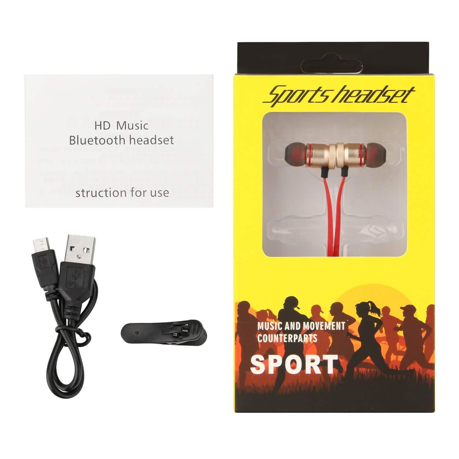 Metal Magnetic Wireless Bluetooth Earphone Sports Headset Stereo Bass