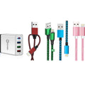 MFi Certified iPhone 4 Port High Speed Wall Charger and 4 Lightning Cables