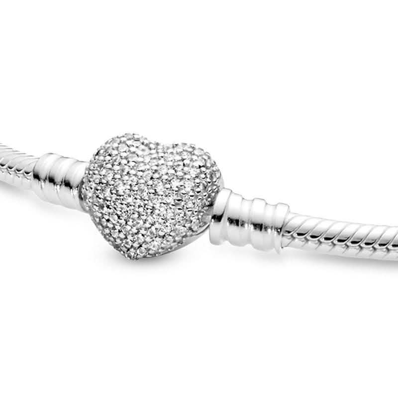 Micro Pave Crystal Heart Charm Bracelet