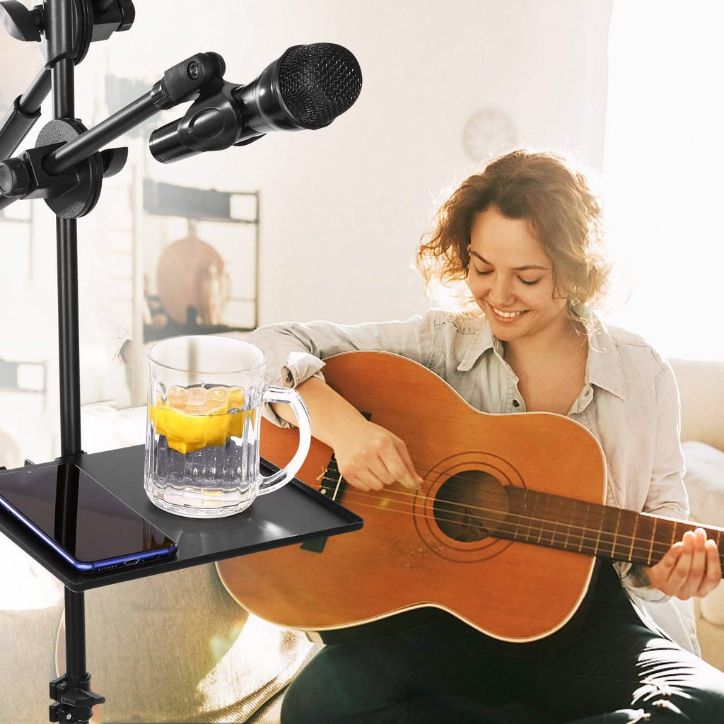 Microphone Stand Tray Clamp-on Rack Shelf Holder for Music Sheet
