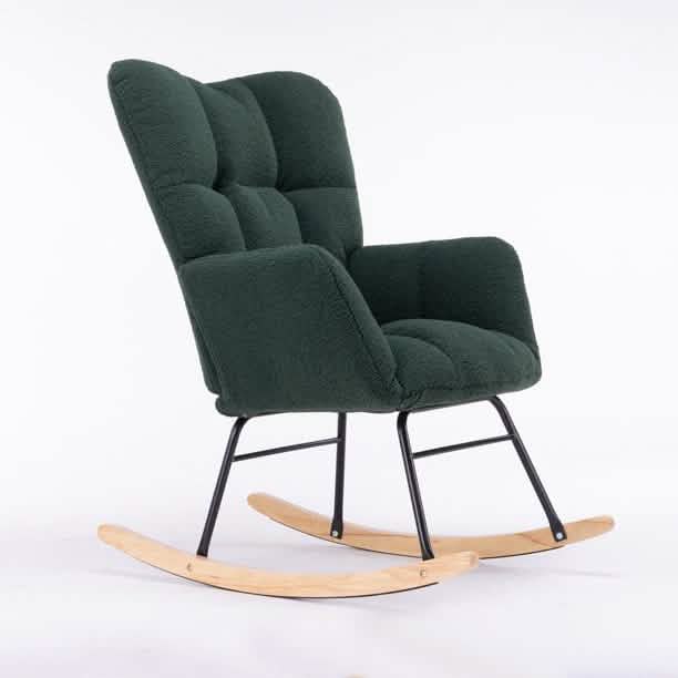 Mid-Century Modern Teddy Fabric Tufted Upholstered Rocking Chair