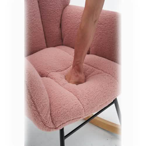 Mid-Century Modern Teddy Fabric Tufted Upholstered Rocking Chair