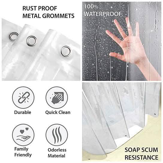Mildew Resistant Heavyweight Vinyl Shower Curtain Liner with Magnets Metal Grommets