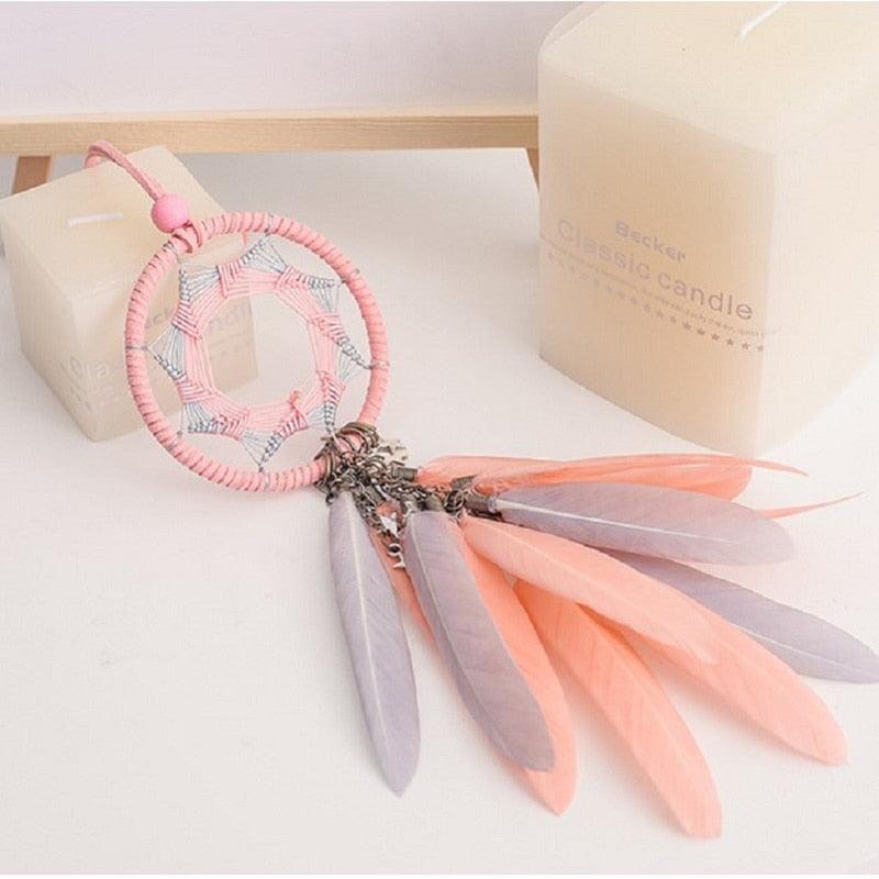 Mini 38cm Dream Catchers Hanging Room Decoration Indian Style Feathers Pendants Bag Key Chains Wind Chimes  Wall Decor Native American Handmade For Bedroom Car & Wall Hanging Decoration Ornaments Dream Catchers For Girls Boys Room