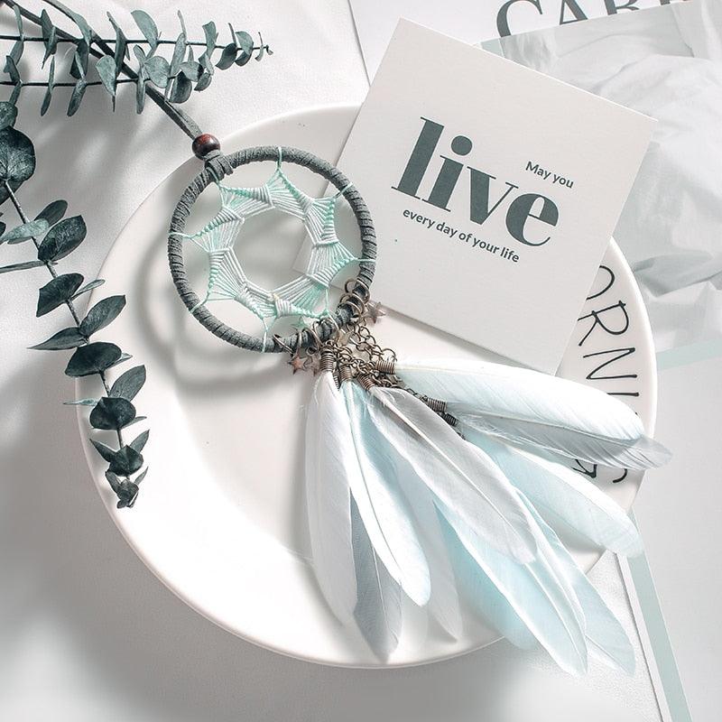 Mini 38cm Dream Catchers Hanging Room Decoration Indian Style Feathers Pendants Bag Key Chains Wind Chimes  Wall Decor Native American Handmade For Bedroom Car & Wall Hanging Decoration Ornaments Dream Catchers For Girls Boys Room