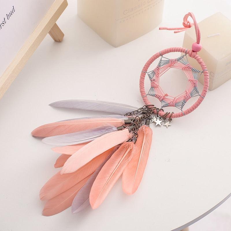 Mini 38cm Dream Catchers Hanging Room Decoration Indian Style Feathers Pendants Bag Key Chains Wind Chimes  Wall Decor Native American Handmade For Bedroom Car & Wall Hanging Decoration Ornaments Dream Catchers For Girls Boys Room