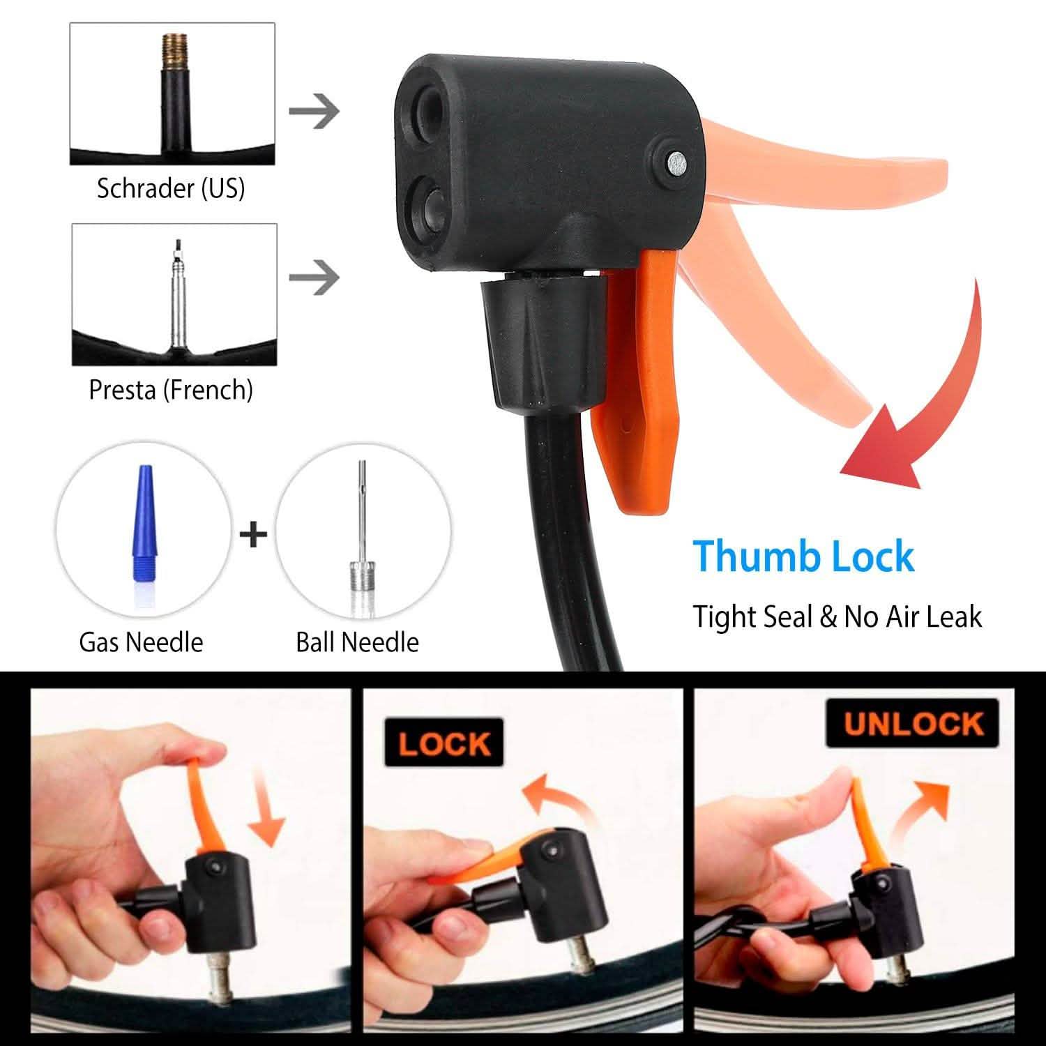 Mini Bike Foot Pump Portable Bicycle Tire Inflator