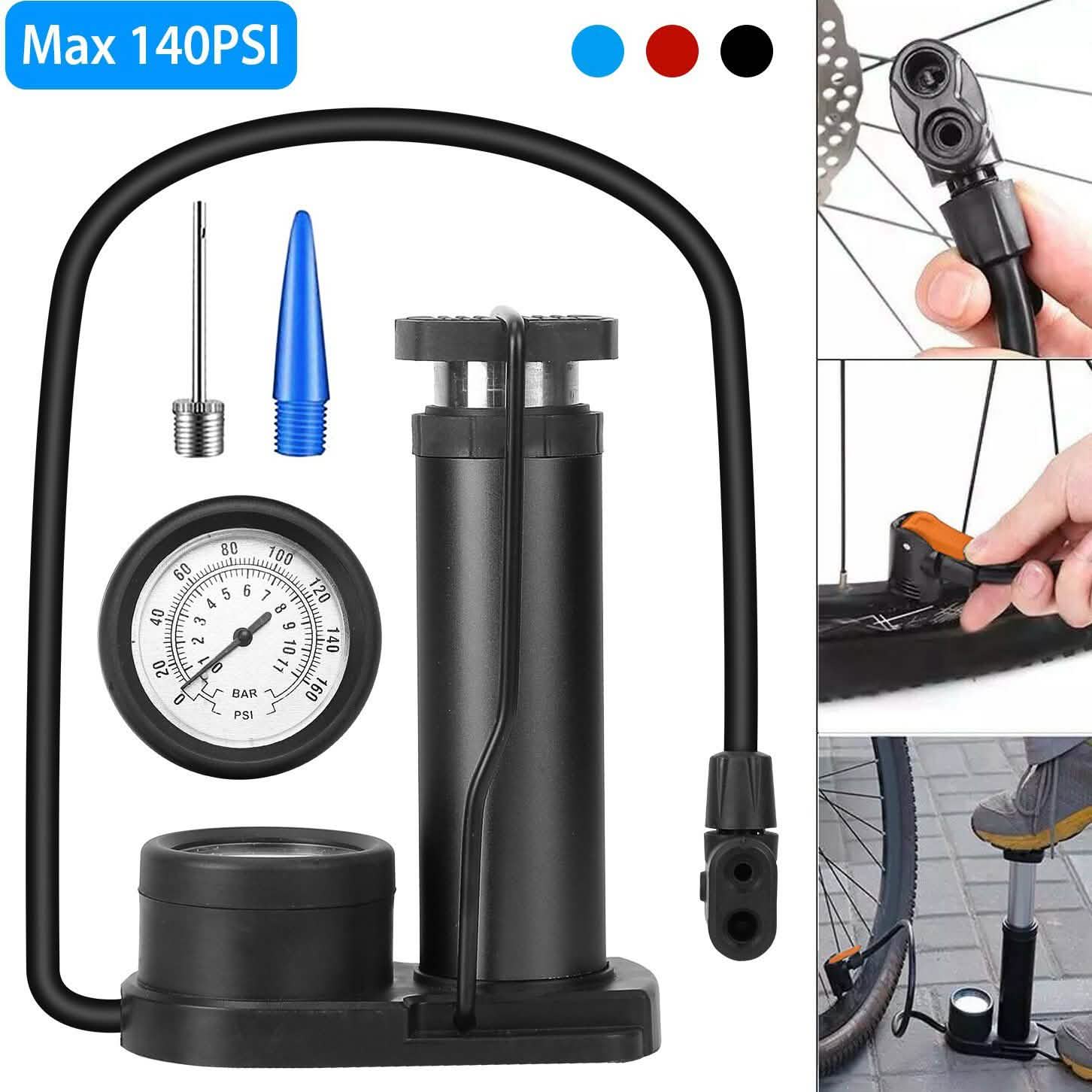 Mini Bike Foot Pump Portable Bicycle Tire Inflator