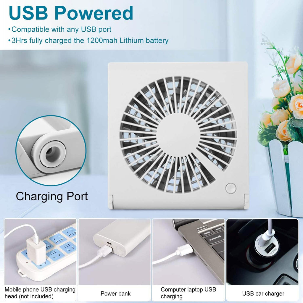 Mini Electric Desk Fan USB Rechargeable