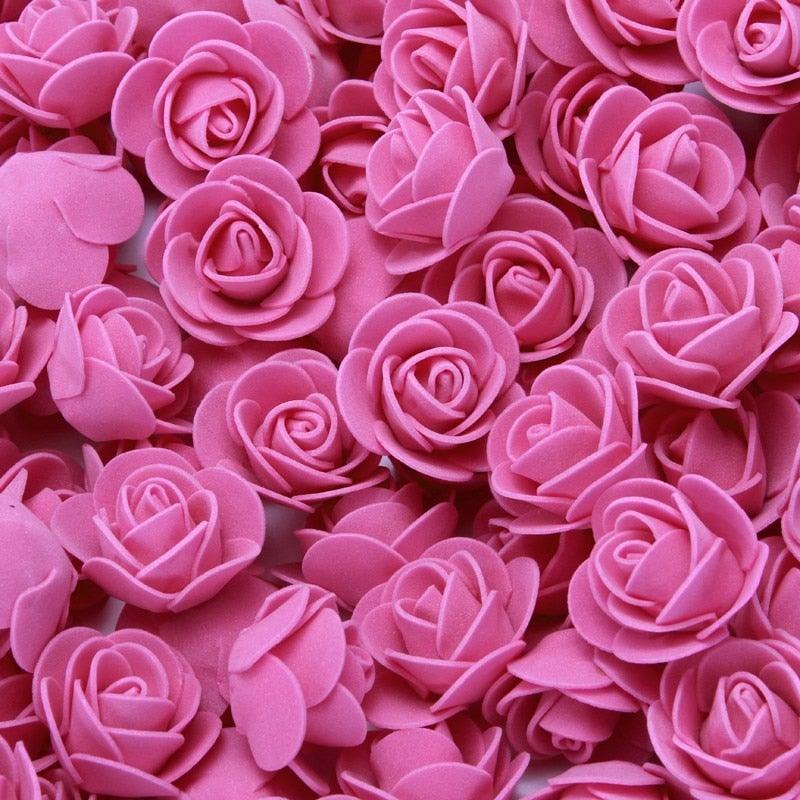 Mini Fake Rose Flower Heads 50/100/200 Pieces Teddy Bear of Roses 3cm Foam Wedding Flowers Accessories Make Bridal Hair Clips Headbands Dress