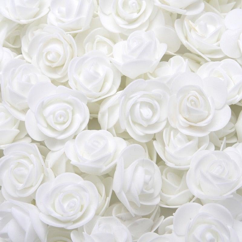 Mini Fake Rose Flower Heads 50/100/200 Pieces Teddy Bear of Roses 3cm Foam Wedding Flowers Accessories Make Bridal Hair Clips Headbands Dress