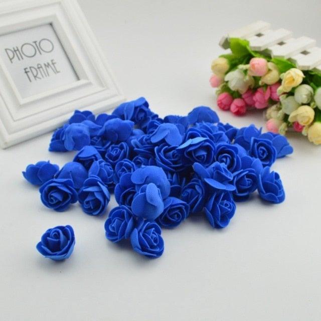 Mini Fake Rose Flower Heads 50/100/200 Pieces Teddy Bear of Roses 3cm Foam Wedding Flowers Accessories Make Bridal Hair Clips Headbands Dress